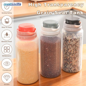 JustLiving 1.5L Kitchen Storage Jar with graduated cup Large Capacity Cereal Storage Bucket Household Moisture and moth proof Dry Food Storage Jar Kitchen Rice Storage Container