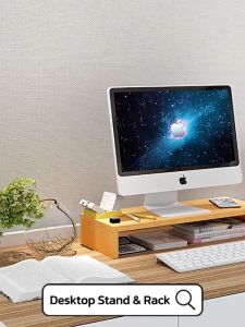 Ready Stock Multifunctional Cheap Simple Modern Desktop Computer Monitor Screen Stand Laptop PC Tablet Ipad Holder Support Base Increased Height Table Desk Storage Organizer Mini Small Rack Shelf Office Hostel School Student Study