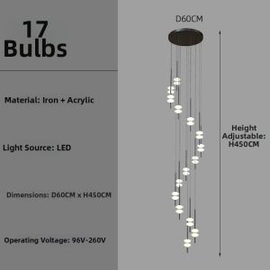 HUITUO | Modern Minimalist Luxury Loft Cone Shape Staircase Pendant Light
