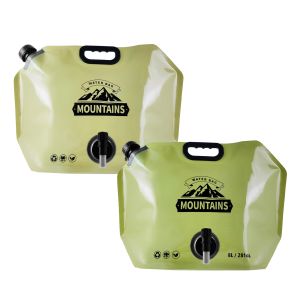 8L Outdoor Collapsible Water Storage Bag With Faucet Valve Camping Food Grade Large Capacity Portable Foldable Plastic Water Bag