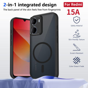 Rugged Thin Slim Clear Magnetic PC+TPU Case for Redmi 15A A7 Pro 15C A5 A3 Note 15 14 13 Pro Plus Wireless Charging Back Cover