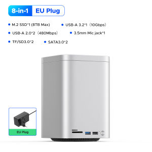 ORICO 8-In-1 MiniTower 8TB SSD+24TB HDD Storage Expansive Hard disk Cabinet for Mini M4 Desktop Storage Hot and Cold Data Partitioning More Expansions with HDD M.2 SSD TF SD with Raid