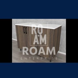 ROAM ARISAN Melamine Table Top 3 Door Kitchen Storage Shoes Cabinet Almari Dapur Kabinet Walnut with Room Leg 10cm