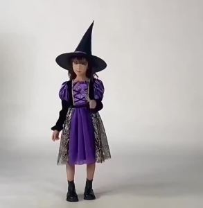 Baby Girls Halloween Witch Costume Children Cosplay Vampire Dresses Carnival Party Clothes Dress Up Clothes for Children