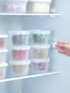 Airtight Food Drain Container Fridge Fresh Ginger Garlic Onion Kitchen Storage Bekas Peti Sejuk