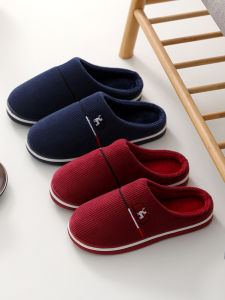 Mens Cotton Slippers Winter Home Warm Anti-slip Large Size Indoor Thick Bottom Half Wrap Heel Cotton Shoes Home Use