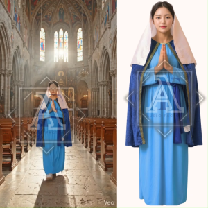 2026 Auslo Factory Traditional Saint Female Gown and Velvet Mantle Set