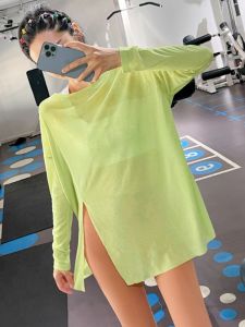 เสื้อยืดคอกลมแขนยาวระบายอากาศได้ดีสำหรับวิ่ง Pilates สำหรับผู้หญิง ชุดออกกำลังกายแบบหลวมๆ ชุดโยคะ ฤดูใบไม้ร่วง 2024