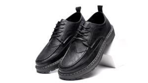 Spring and Autumn Mens Shoes Height Increasing Versatile Business Leather Shoes Korean Style Trendy Non-slip Versatile Groomsmen Shoes Casual Black Shoes Work