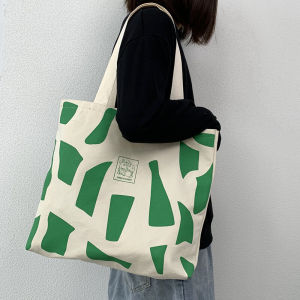 Large Capacity Canvas Tote Bag for Women New Style Single Shoulder Japanese Simple Artistic Student Bookbag Commute for Men