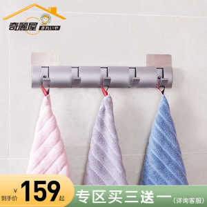 No-Drill Bathroom Hidden Five Hooks Rack Detachable Reusable Door Back Hanging Shelf Strong Adhesive Wall Mounted Storage Rack