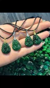 mặt dây chuyền hồ ly chúa cẩm thạch tự nhiên móc vàng móc bạc trang sức phong thủy trang sức thiết kế đủ hóa đơn thẻ bảo hành