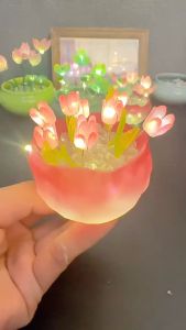 đèn ngủ hoa tulip gói nguyên liệu tự làm Handmade đồ trang trí cốc bí ngô kèm túi quà- HM07