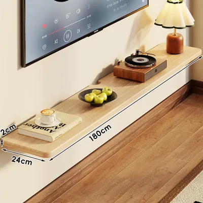 Wall Mounted TV Shelf Floating Storage Real Wood