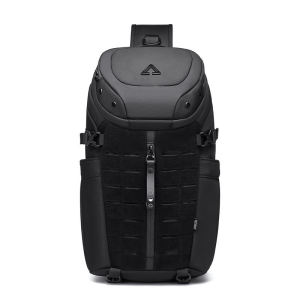 Ozuko Mens Chest Bag Sports Waterproof Crossbody Bag Large Capacity Multi-Function Bag Trendy Pure Color Street Style