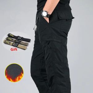 Mens Fleece Cargo Pants Winter Plush Tactical Pants Casual Joggers 3XL Korean Loose Hiking Running Warm Thermal Trousers