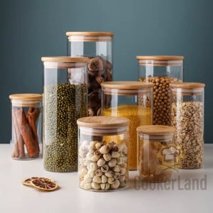 Multipurpose Seal Glass Storage Jar with Bamboo Sealin /Seasoning Bottle Container Condiment / 玻璃密封罐