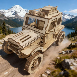 Wooden Off-Road Vehicle Model Kit 3D Puzzle Construction Fun Set Wooden Building Blocks DIY Puzzle Educational Birthday Gift