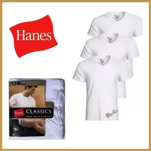 Hanes CLASSICS Round Neck Mens white cotton comfortable T-shirts in pack of 3s