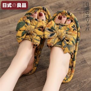 Dép Đi Trong Nhà Bằng Vải Cotton Phong Cách Nhật Bản Mới Chống Trượt Chống Tiếng Ồn Có Thể Giặt Máy Dép Đi Trong Nhà Cho Cặp Đôi