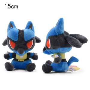 Takara Tomy | Riolu Lucario Pokemon Plush Toy Mega Riolu Lucario Evolved Cartoon Anime Games Soft Stuffed Doll Halloween Christmas Gifts