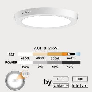 New Round LED Ceiling Light 6W 12W 18W 24W 3CCT Button Dimming Panel Light  Kitchen Bedroom Bathroom Ultra-thin Ceiling Light