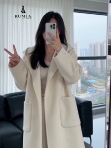 RUMIA Women Hooded Long Coat Korean Style Loose Fit Winter Jacket Warm Casual Long Sleeve Outerwear with Pockets Outerwear 4 Colors Available Coat
