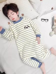 Bộ Đồ Ngủ Trùm Đầu Mùa Đông Cho Bé Trai Áo Choàng Lông Cừu Chống Lạnh in Hình Hoạt Hình Quần Áo Mặc Nhà Áo Khoác Trẻ Em