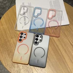 Luxury Gradient Candy Color Magnetism Phone Case For Samsung Galaxy S26 S25 S24 S23Ultra Transparent Shockproof Protector Cover