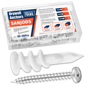 # 8 Mỏ Neo Vách Thạch Cao Tự Khoan Bằng Ốc Vít Dung Tích 75LB Không Cần Chuẩn Bị Lỗ Khoan Trước Để Treo Mỏ Neo Tường Nhựa Sheetrock