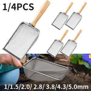 1/4Pcs Stainless Steel Soil Shovel 1/1.5/2.0/ 2.8/ 3.8/4.3/5.0mm Multipurpose Gardening Shovel And Sieve For Soil Wooden Handle