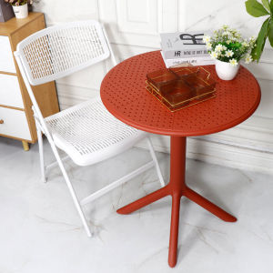 Plastic Dining Table Household Small Apartment Portable Cut Out round Table Outdoor Tea Table Color round Table 60cm Coffee Table and Chair