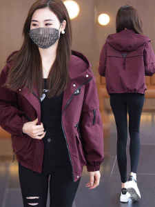 Fashionable Short Outerwear Womens Windbreaker Coat Autumn New Style Loose Slimming Baseball Jacket Large Coat Stylish Versatile Hooded Jacket