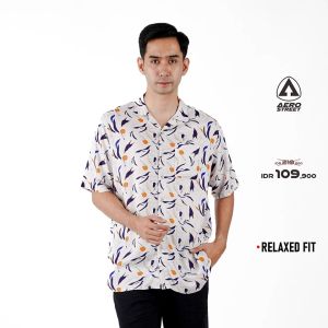 Aerostreet Kemeja Rayon Printing Cyrille Hawai Motif Terang Pria Wanita QCBAA