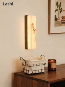 LANGSHANGZHAOMING | Đèn Tường Màu Gỗ Marbled Hình Mây Phong Cách Retro cho Nội Thất