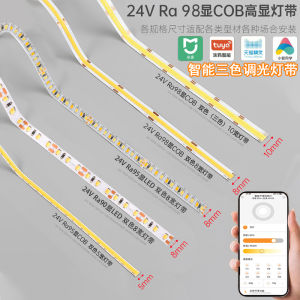 Đèn LED COB Thông Minh Hai Màu Ba Màu Thay Đổi Độ Sáng Không Giới Hạn 24V Dải Đèn Hình Dạng Phòng Khách Gia Dụng