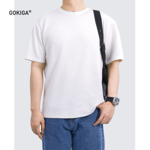GOKIGA Summer Anti-Wrinkle Heavyweight Loose Mens Short Sleeve T-Shirt Base Layer Shirt Youth Trend Polyester Spandex Blend