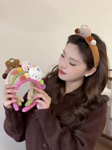 GTB Bando Karakter Boneka Beruang 3D Bondu Cosplay Motif Dango Bear Plush Bandana Wanita Anak Dan Dewasa Fashion Aksesoris Rambut A189