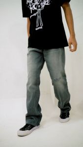 Otsky X Cavier Celana Jeans Pria Denim Ozark Grey Destroy Loose Fit