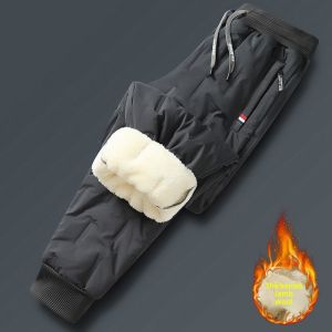 Mens Cargo Trousers Man Pants Plus Sweatpants Large Size Winter Warm Fleece Outer Y2k Alo Black Wear Thickened Baggy