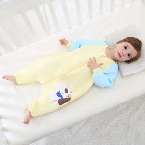 Baby Split Leg Sleeping Bag Anti-Shock Baby Anti-Kick Newborn Children Warm Pajamas Pure Cotton Jumpsuit Spring and Autumn