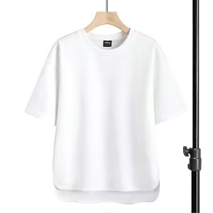 Casual Loose Short Sleeve T-Shirt Womens American Style round Neck Pure Color Summer Clothes Fashionable plus Size Top