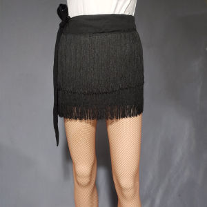 กระโปรงเต้นรำลิทัวร์ ชุดฝึกซ้อมสำหรับผู้หญิง ลายเสือดาว กระโปรงสั้นห้อยปม กระโปรงครึ่งตัว กระโปรงสั้นแบบไม่สมมาตร