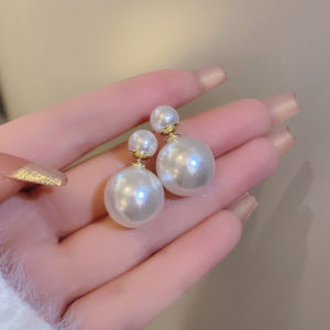 ต่างหูไข่มุกสองด้านเรียบง่ายสำหรับผู้หญิง ต่างหูแบบอเนกประสงค์ที่หรูหราและทันสมัย ดีไซน์เรียบง่าย ต่างหูแบบไฮเอนด์