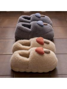 รองเท้าแตะผ้าฝ้ายแบบสวมสำหรับฤดูใบไม้ร่วงและฤดูหนาวสำหรับผู้หญิง รองเท้าแตะแบบหนา บุขนแกะ รองเท้าบู๊ตแบบสวมสำหรับใช้ในบ้าน รองเท้าบุขนแกะสำหรับผู้ชาย