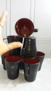 (12 PCS) CANGKIR RAMEN 579 GELAS CANGKIR MINUM GELAS GAGANG RAMEN TERBARU NEW CORNELIUS - HITAM