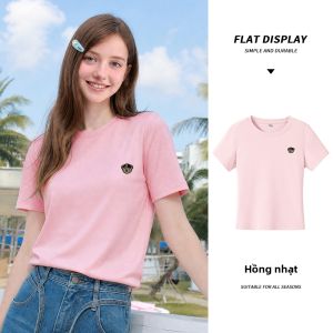 spao | Áo Thun Tay Ngắn Màu Hồng Slim