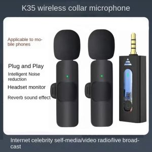 ♥ SPLAY Shipping+Readystock ♥2023 K35 3.5mm Wireless Lavalier Lapel Noise Reduction Microphone Universal 3.5 Best Recording Mic For Camera Speaker Smartphone