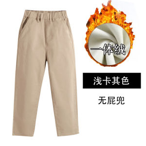 Childrens Fleece Lined Casual Pants School Uniform Kindergarten Primary Middle School Cotton Khaki Spring Autumn Seasonal Trousers