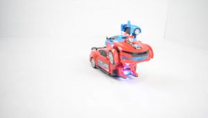Mainan Mobil Sedan Polisi Biru Merah Bisa Berubah Figure Robot Transformer Bump n Go baterai